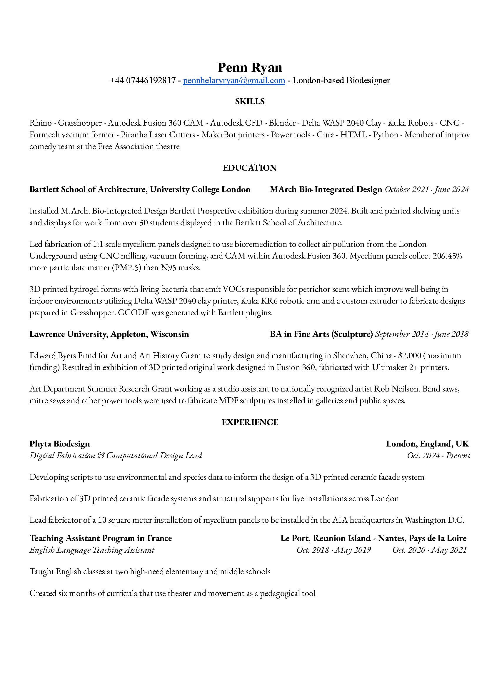 Resume page 1